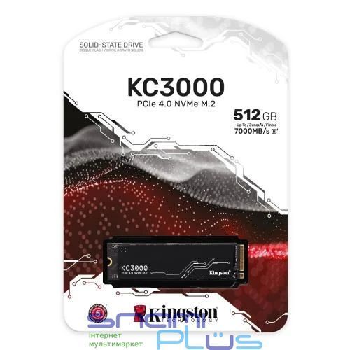 Твердотільний накопичувач SSD 512Gb, Kingston KC3000, PCI-E 4.0 x4, M.2 (SKC3000S/512G) 239565 фото