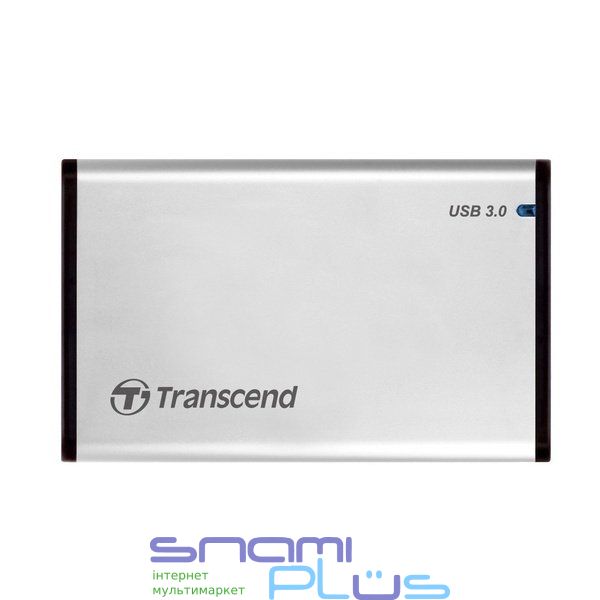 Кишеня зовнішня 2.5' Transcend StoreJet 25S3, Silver, для SSD/HDD, SATA3, USB 3.1, алюмінієвий корпус, 129 x 79.9 x 13 мм (TS0GSJ25S3) 180042 фото