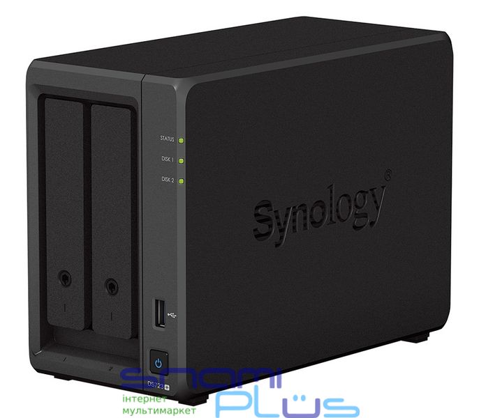 Мережеве сховище Synology DiskStation DS723+, Black, 2Gb DDR4 ECC, 2x3.5'/2.5' SATA, 2xM.2 NVMe, 2xGBe LAN, 1xUSB3.2, 1 x eSATA, 166x106x223 мм, 1.51 кг 264518 фото