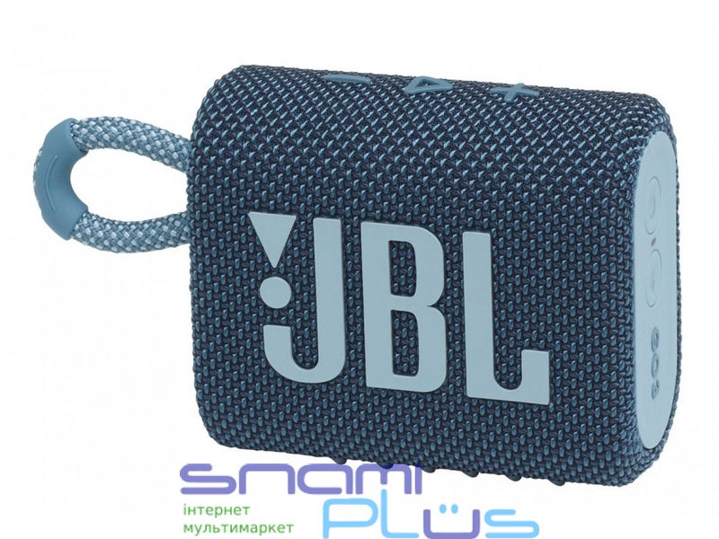 Колонка портативная 1.0 JBL Go 3 Blue, 4.2 Bт, Bluetooth, питание от аккумулятора, IPX7 водонепроницаемая (JBLGO3BLU) 215912 фото