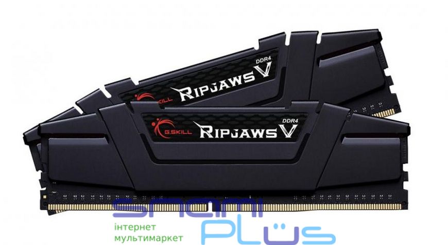 Память 16Gb x 2 (32Gb Kit) DDR4, 3200 MHz, G.Skill Ripjaws V, Black, 16-18-18-38, 1.35V, с радиатором (F4-3200C16D-32GVK) 171065 фото