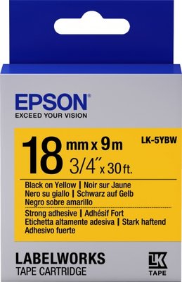 Картридж Epson LK5YBW, Black/Yellow, LW-400/700/900, 18 мм / 9 м, стрічка підвищеної адгезії (C53S655010) 180317 фото