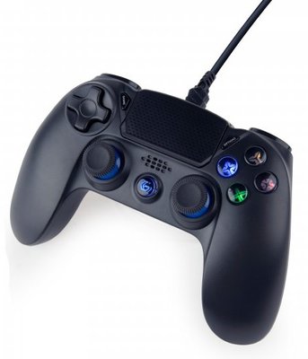 Геймпад Gembird JPD-PS4U-01, Black, USB, для PlayStation 4/PC, подвійна вібрація, аудіогніздо для гарнітури, LED підсвічування кнопок, 3 м 221477 фото