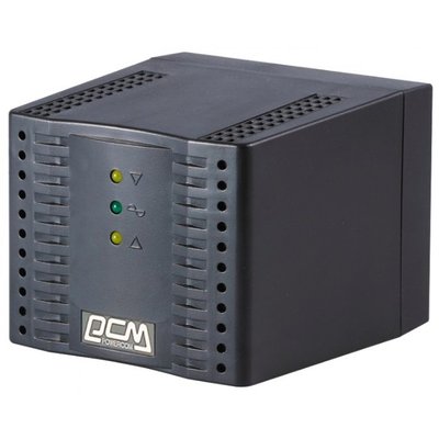 Стабілізатор PowerCom TCA-1200 Black, 1200VA, 600W, входное напряжение 220V+/-20%, 1 розетка (Schuko), 1.6 кг, LED индикация 127217 фото