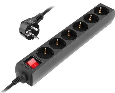 Фильтр сетевой REAL-EL RS-6 Protect M, 6 розеток, 5 м, Black (EL122300036) 304943 фото