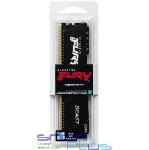Пам'ять 16Gb DDR4, 3200 MHz, Kingston Fury Beast, Black (KF432C16BB1/16WP) 316984 фото