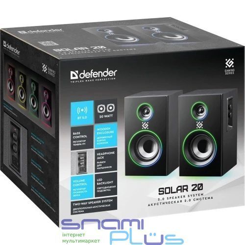 Колонки 2.0 Defender Solar 20, Black (65721) 318519 фото
