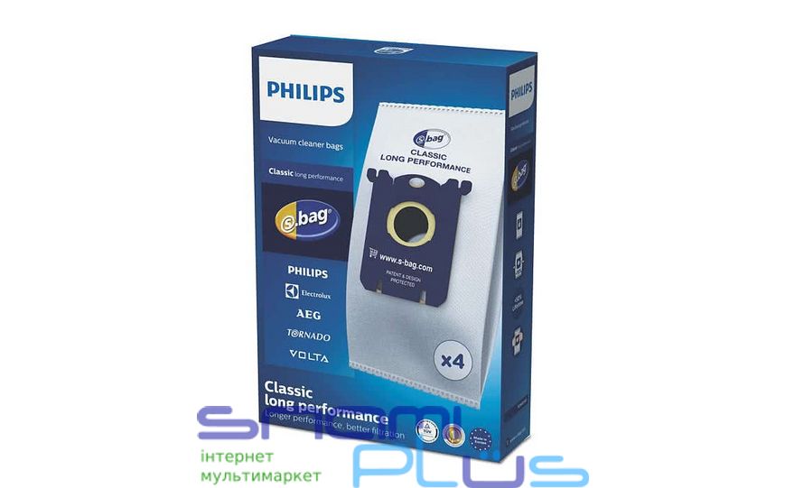 Мішок для пилососа Philips S-bag, одноразовий, 3.5 л, 4 шт (FC8021/03) 166892 фото