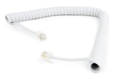 Кабель телефонний Cablexpert апарат  трубка, 4P4C, кручений, 2 м, білий (TC4P4CS-2M-W) 218731 фото