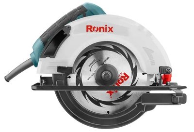 Пила дискова Ronix 4311, 1500 Вт, до 4800 об/хв, диск до 180 мм, глибина різу до 65 мм, нахил 45° та 90°, сталева опорна пластина, бічна рукоятка 276615 фото
