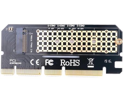 Плата-адаптер Maiwo, PCI-E 4x, для 1 x SSD M.2 (ключ M, NVMe), підтримка форматів: 2230/2242/2260/2280 (KT046) 269442 фото