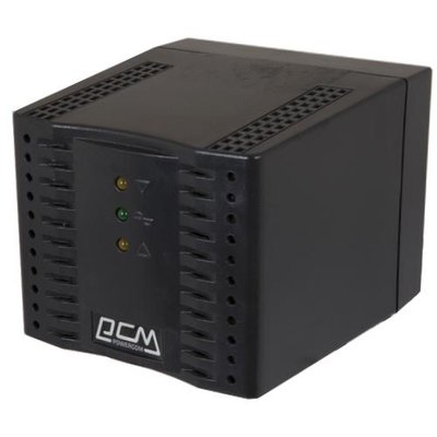 Стабілізатор PowerCom TCA-2000 Black, 2000VA, 1000W, входное напряжение 220V+/-20%, 1 розетка (Schuko), 2 кг, LED индикация 127218 фото