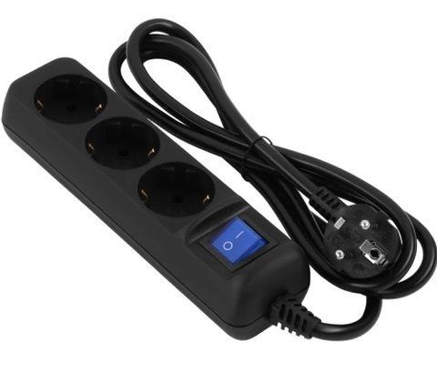 Фільтр мережевий 2E, 3 розетки, 1.5 м, Black (2E-U03ESM1.5BK) 293651 фото