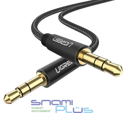 Кабель AUX звуковой, 3.5 мм (M) - 3.5 мм (M), 1 м, Black, Ugreen AV112 (50361) 324425 фото