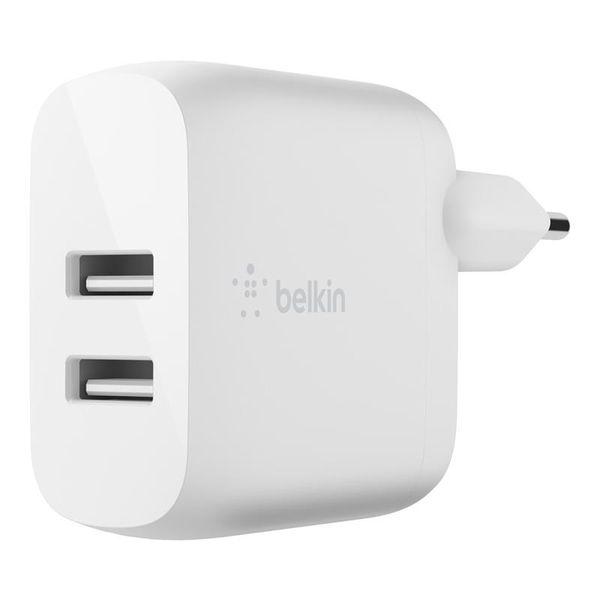 Мережевий зарядний пристрій Belkin, White, 24 Вт, 2xUSB (WCB002VFWH) 274939 фото