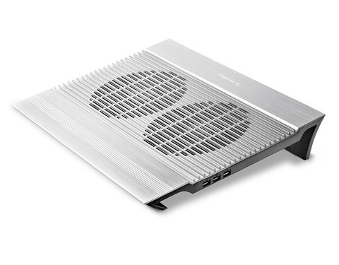 Підставка для ноутбука до 17' DeepCool N8, Silver, 2x14 см вентилятори (25.1 dB, 1000 rpm), алюмінієва панель, 4xUSB Hub, 380x278x55 мм, 1244 г (DP-N24N-N8SR) 270320 фото
