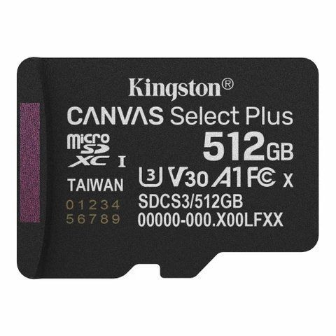 Карта пам'яті microSDXC, 512Gb, Kingston Canvas Select Plus, без адаптера (SDCS3/512GBSP) 313149 фото