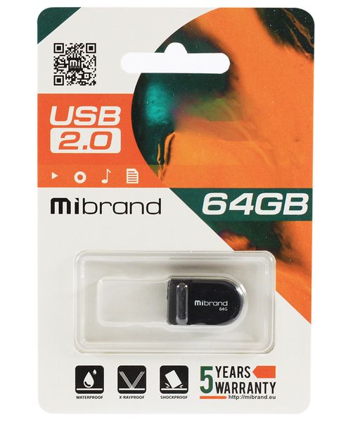 USB Flash Drive 64Gb Mibrand Scorpio Black (MI2.0/SC64M3B) 222014 фото