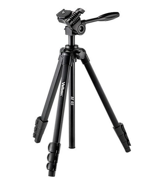 Фотоштатив Velbon M45, Black, навантаження до 2 кг, 47.2 - 155.4 мм, 4 секції, знімний майданчик -QB-32, 1 кг 270568 фото