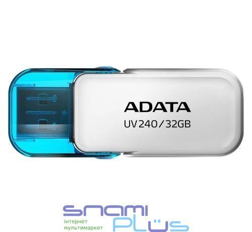 Флеш накопитель USB 32Gb ADATA UV240, White/Blue, USB 2.0 (AUV240-32G-RWH) 278485 фото