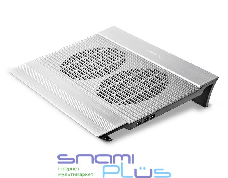 Подставка для ноутбука до 17' DeepCool N8, Silver, 2x14 см вентиляторы (25.1 dB, 1000 rpm), алюминиевая панель, 4xUSB Hub, 380x278x55 мм, 1244 г (DP-N24N-N8SR) 270320 фото