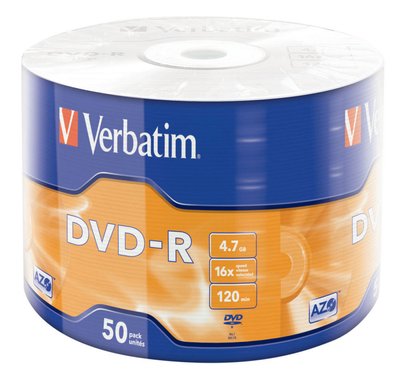 Диск DVD-R 50 Verbatim, 4.7Gb, 16x, Wrap (43788) 120909 фото