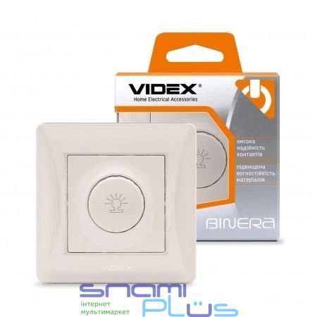 Диммер Videx Binera, Cream, 600 Вт, 86x86 мм, IP20 (VF-BNDM600-CR) 171894 фото