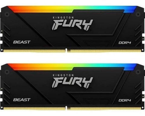 Память 8Gb x 2 (16Gb Kit) DDR4, 3600 MHz, Kingston Fury Beast RGB, Black (KF436C17BB2AK2/16) 274747 фото