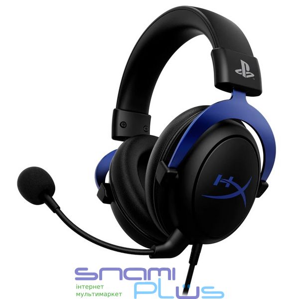 Наушники HyperX Cloud, Black/Dark Blue, 3.5 мм, микрофон с шумоподавлением, динамики 53 мм, управлени на проводе, алюминиевое оголовье, официальная лицензия PlayStation 4 / 5 (4P5H9AM) 285486 фото