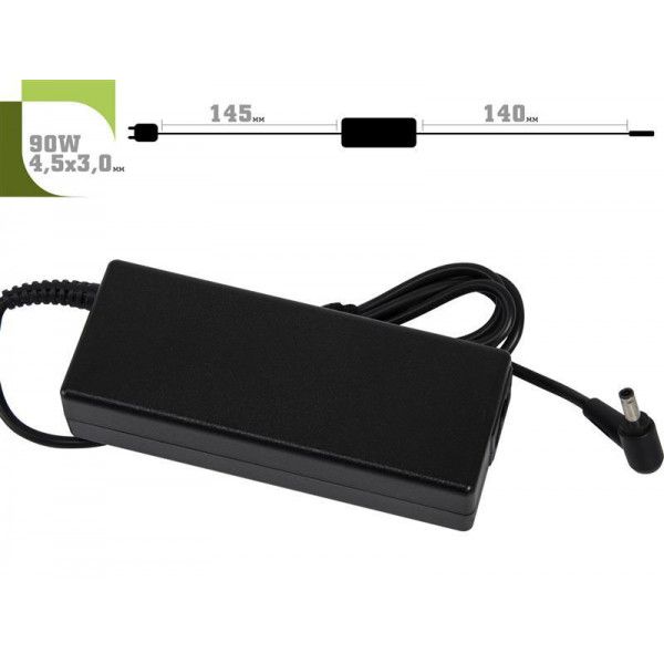 Блок живлення 1stCharger для ноутбуків Asus 90W 19V 4.74A 4.5x3.0 силовий кабель Retail BOX (AC1STAS90WE) 234672 фото