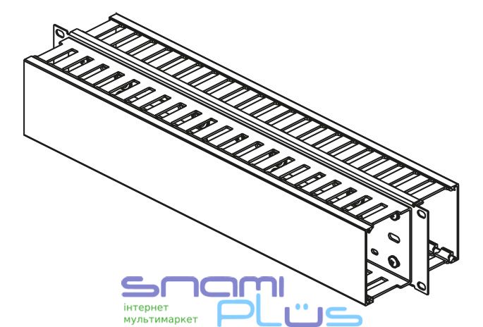Кабельный организатор 2U, 19', Conteg, Black, с крышкой, металл (DP-VP-K06) 270175 фото