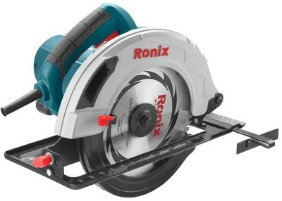 Пила дискова Ronix 4323, 2800 Вт, до 4600 об/хв, диск до 235 мм, глибина різу до 85 мм, нахил 45° та 90°, сталева опорна пластина, бічна рукоятка 276617 фото