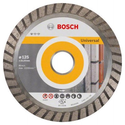 Відрізний алмазний диск Bosch Standard for Universal Turbo 125-22.23, діаметр диска 125 мм, ширина пропилу 2 мм (2.608.602.394) 206179 фото