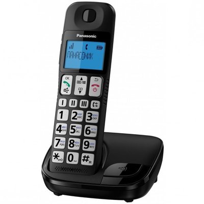 Радіотелефон Panasonic KX-TGE110UCB (Чорний), АВН, Caller ID, спікерфон на трубці, поліфонічні мелодії дзвінка, повторний набір номера, телефонний довідник (50 записів) 185294 фото
