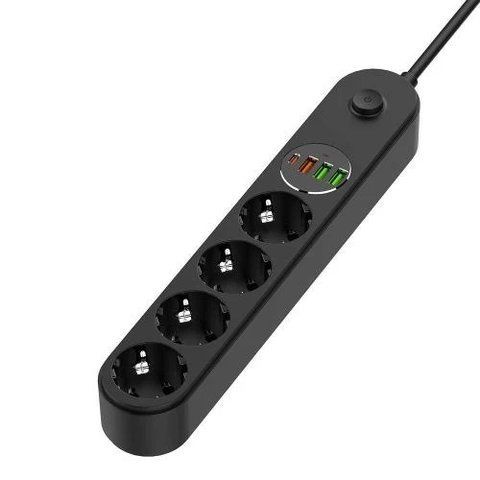 Фільтр мережевий ColorWay, 4 розетки, 2 м, Black, 1xType-C / 3xUSB (CW-CHE44PDB) 287197 фото