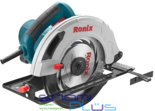 Пила дискова Ronix 4323, 2800 Вт, до 4600 об/хв, диск до 235 мм, глибина різу до 85 мм, нахил 45° та 90°, сталева опорна пластина, бічна рукоятка 276617 фото