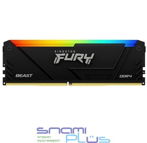 Пам'ять 16Gb x 2 (32Gb Kit) DDR4, 3200 MHz, Kingston Fury Beast RGB, Black (KF432C16BB12AK2/32WP) 316988 фото