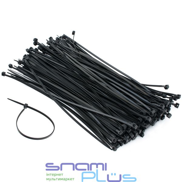 Стяжки для кабеля, 250 мм х 3,6 мм, 100 шт, Black, Patron (PLA-3.6-250-BL) 212081 фото