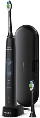 Зубна щітка електрична Philips Sonicare ProtectiveClean 5100 HX6850/47 Black, звукова технологія чищення, 2 насадки, доросла, час безперервної роботи 14днів, світлодіодний індикатор стану батареї, датчик тиску, таймер 252920 фото