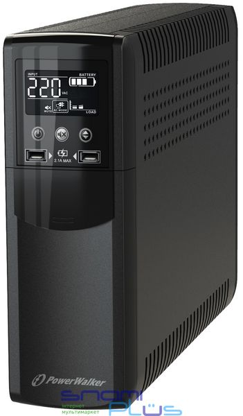 ИБП PowerWalker VI 1200 CSW IEC, Black, 1200VA/720W, линейно-интерактивный, LCD, USB, 8 x C13 IEC розеток, правильная синусоида, батарея 12В/7Ач x 2 шт, 410x280x99 мм, 11.3 кг (10121123) 224937 фото