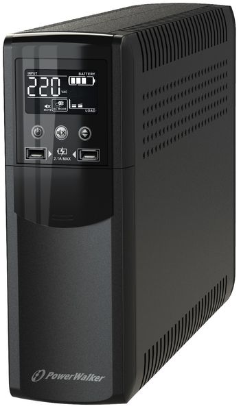 ДБЖ PowerWalker VI 1200 CSW IEC, Black, 1200VA/720W, лінійно-інтерактивний, LCD, USB, 8 x C13 IEC розеток, правильна синусоїда, батарея 12В/7Ач x 2 шт, 410x280x99 мм, 11.3 кг (10121123) 224937 фото
