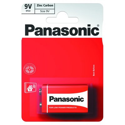 Крона сольова (6F22), Panasonic Red Zinc, 1 шт, 9V, Blister (6F22REL/1BP) 125071 фото