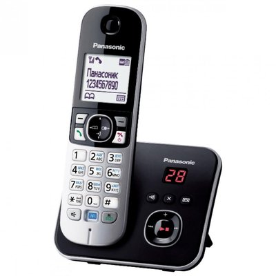 Радіотелефон Panasonic KX-TG6821UAB (Black-Grey), АВН, Caller ID, спікерфон на трубці, поліфонічні мелодії дзвінка, повторний набір номера, телефонний довідник (50 записів) 185295 фото