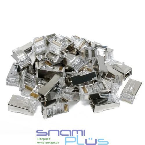 Коннектор RJ45, FTP, 40 шт, Grey, Cat. 5e, Patron (CON-RJ-45-8P8C-40-Э) 211779 фото