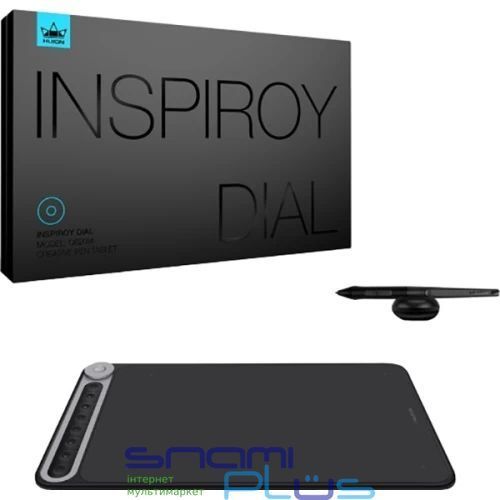Графический планшет Huion Inspiroy Dial Q620M + перчатка, Black/Grey 297103 фото