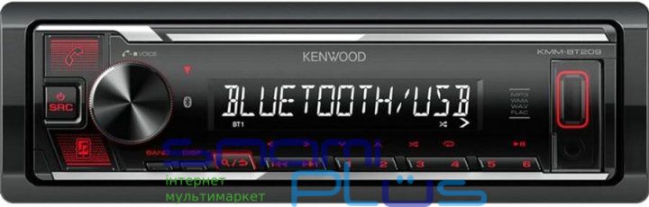 Автомагнитола Kenwood KMM-BT209 Bluetooth, USB, 1 Din, подсветка Red 258976 фото