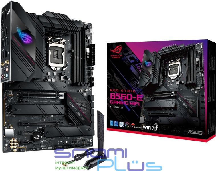 Мат.плата 1200 (B560) Asus ROG STRIX B560-E GAMING WIFI, B560, 4xDDR4, CrossFireX, Int.Video(CPU), 6xSATA3, 3xM.2, 1xPCI-E 16x 4.0, 1xPCI-E 16x 3.0, 2xPCI-E 1x 3.0, ALC4080, RTL8125B, WiFi 6, Bluetooth 5.2, 7xUSB3.2/7xUSB2.0, HDMI/DP, ATX 227031 фото