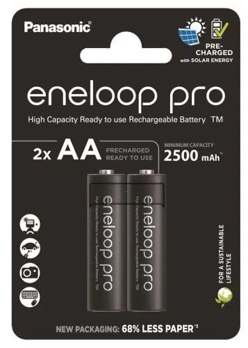 Аккумулятор AA, 2500 mAh, Panasonic Eneloop Pro, 2 шт, 1.2V, Blister (BK-3HCDE/2CP) 288961 фото