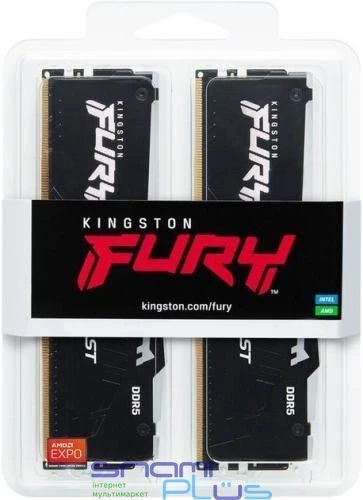 Память 16Gb x 2 (32Gb Kit) DDR5, 6400 MHz, Kingston Fury Beast RGB (EXPO), Black (KF564C32BBEAK2-32) 287360 фото
