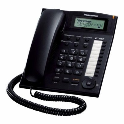 Телефон Panasonic KX-TS2388UAB, Black, провідний, АВН, LCD екран, спікерфон, пам'ять на 50 номерів, тональний набір, регулятор рівня гучності, утримання лінії 133326 фото